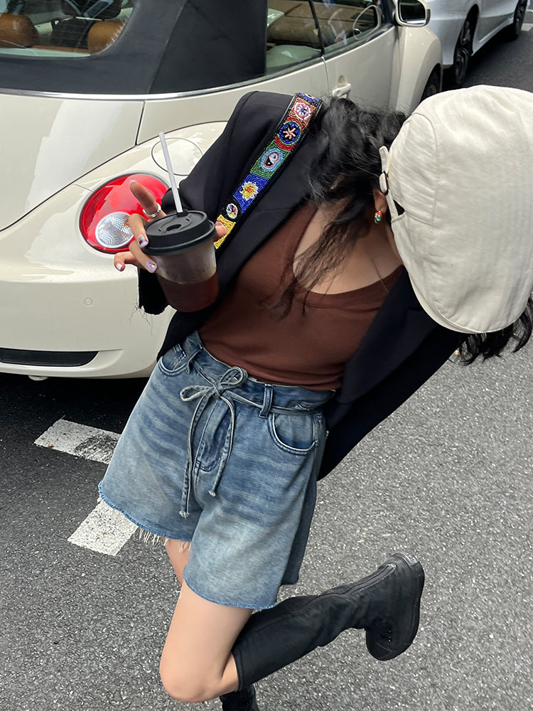 デニムショートパンツ/ローエッジ