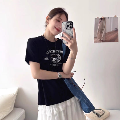 ６カラーアメカジアルファベットプリントTシャツ
