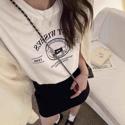 ６カラーアメカジアルファベットプリントTシャツ