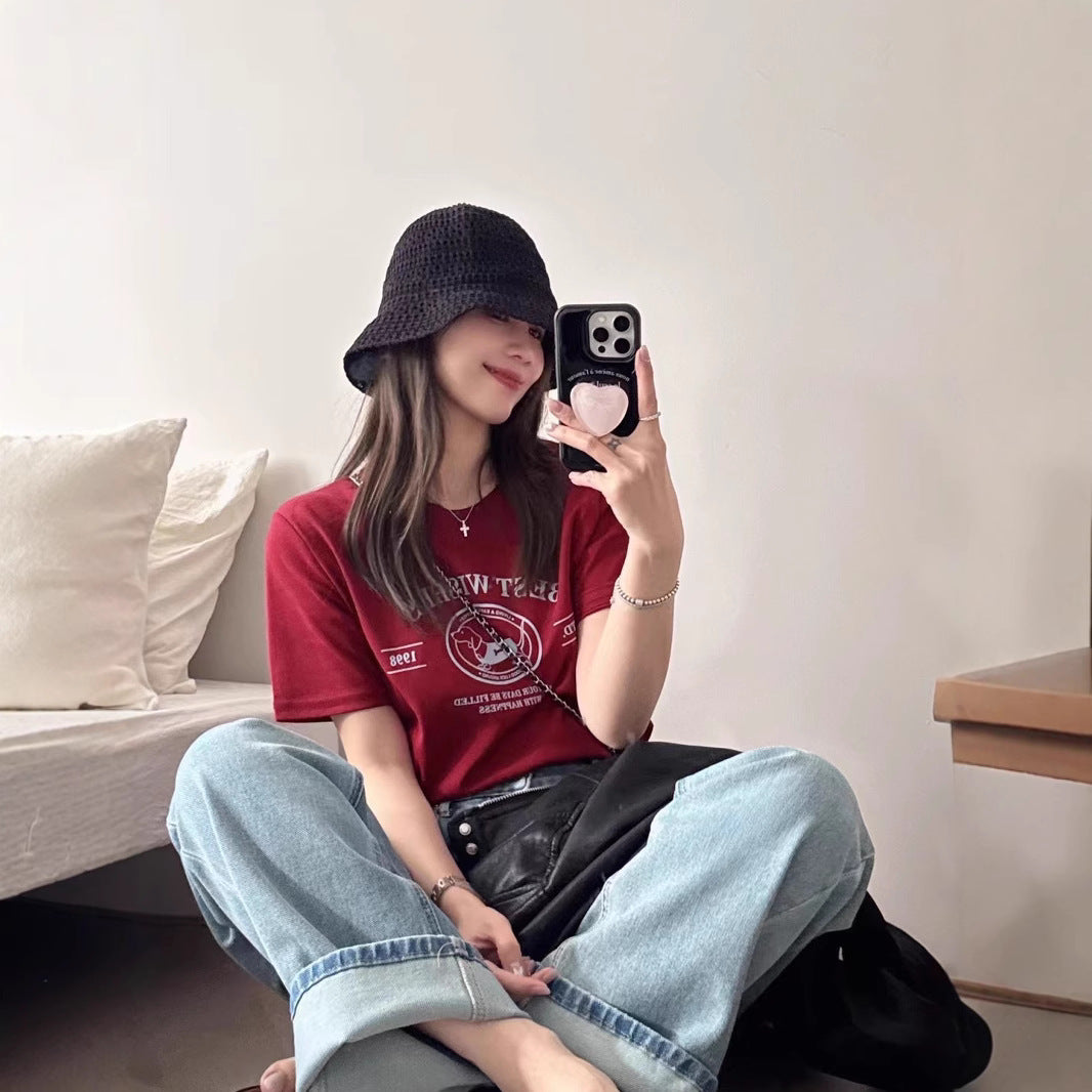 ６カラーアメカジアルファベットプリントTシャツ